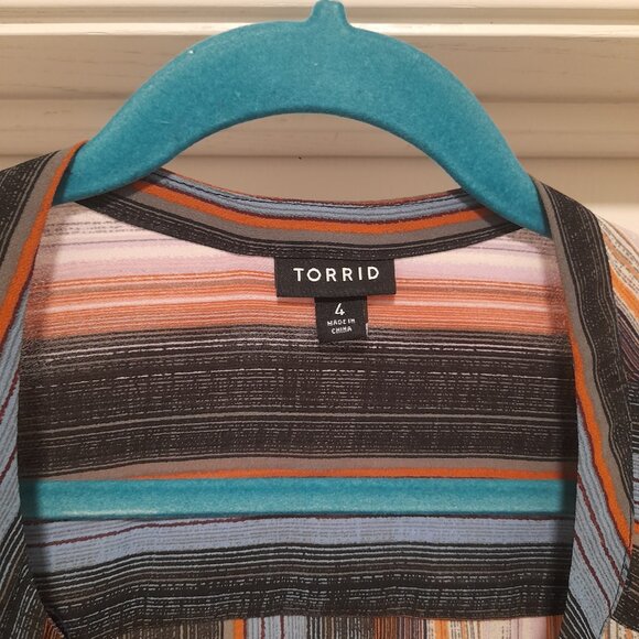 *BOGO FREE* 4X Torrid Emma Babydoll Chiffon Tunic Blouse Striped Women's Top - Picture 8 of 11